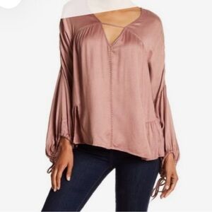 Ban•Jara Mauve Long Sleeves Relaxed Fit Top Blouse‎ Size M